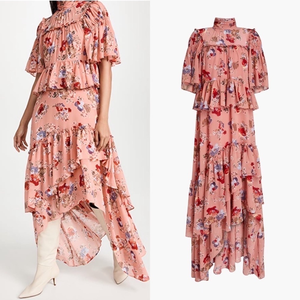 Cinq a Sept Jamie Georgette Floral Tiered Dress
